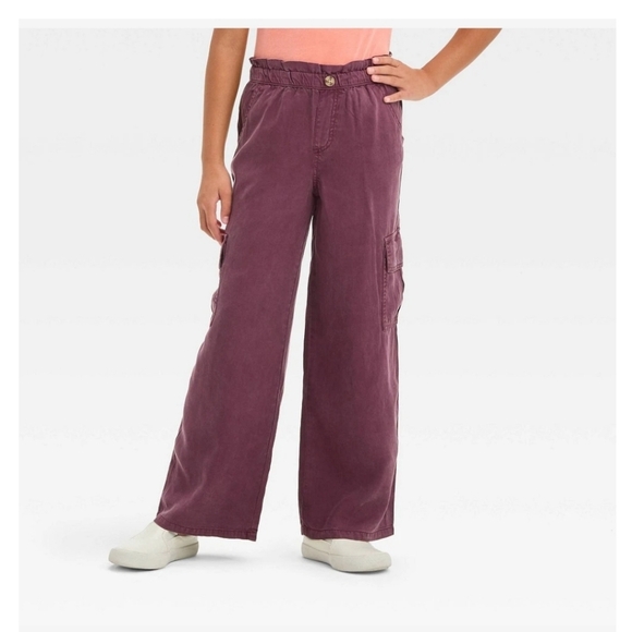 NWT Girl Paper Bag Wide Leg Woven Pant Size M/8 - Picture 1 of 2